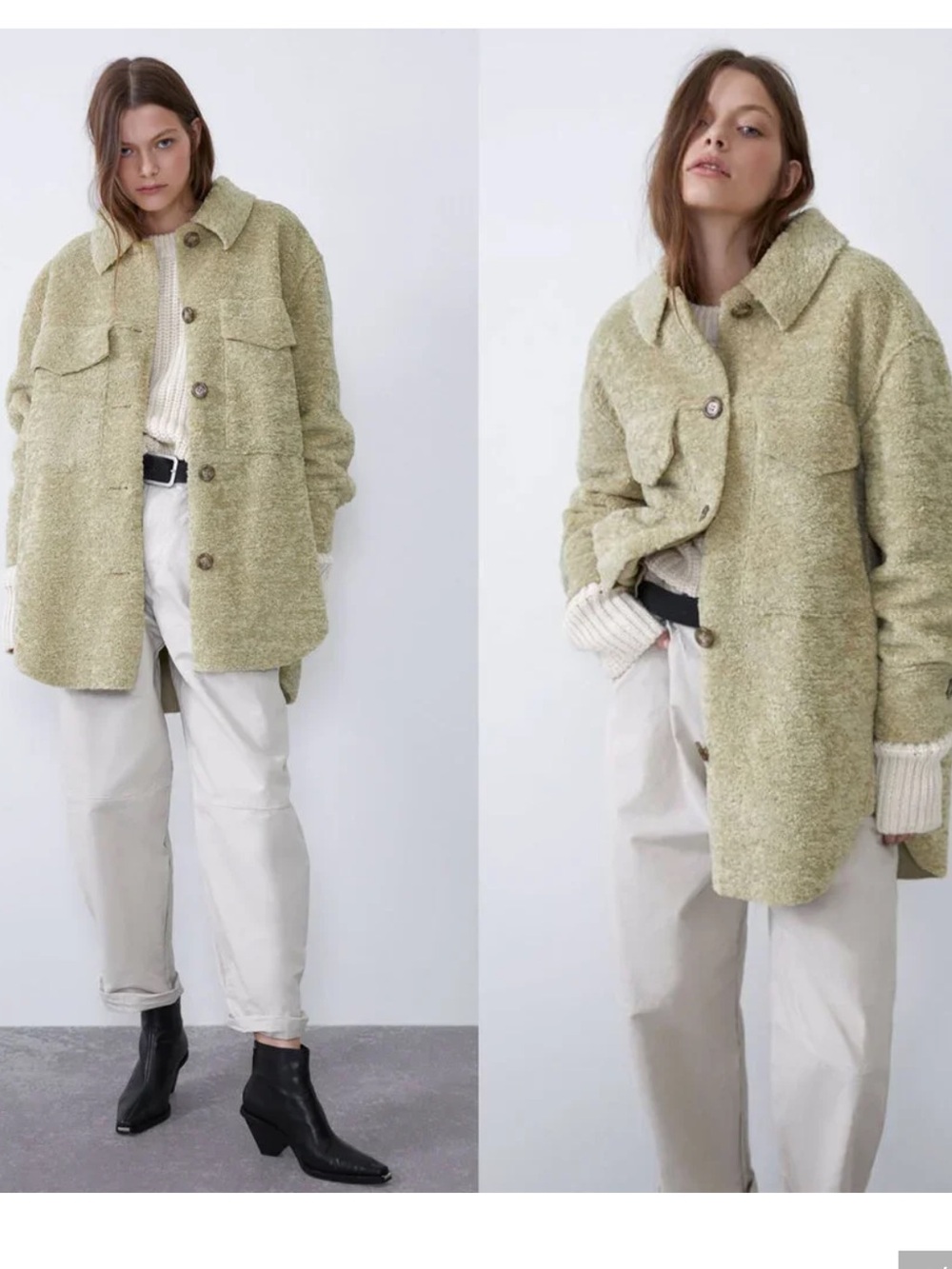 Zara Oversized Shearling Teddy Jacket Coat size M